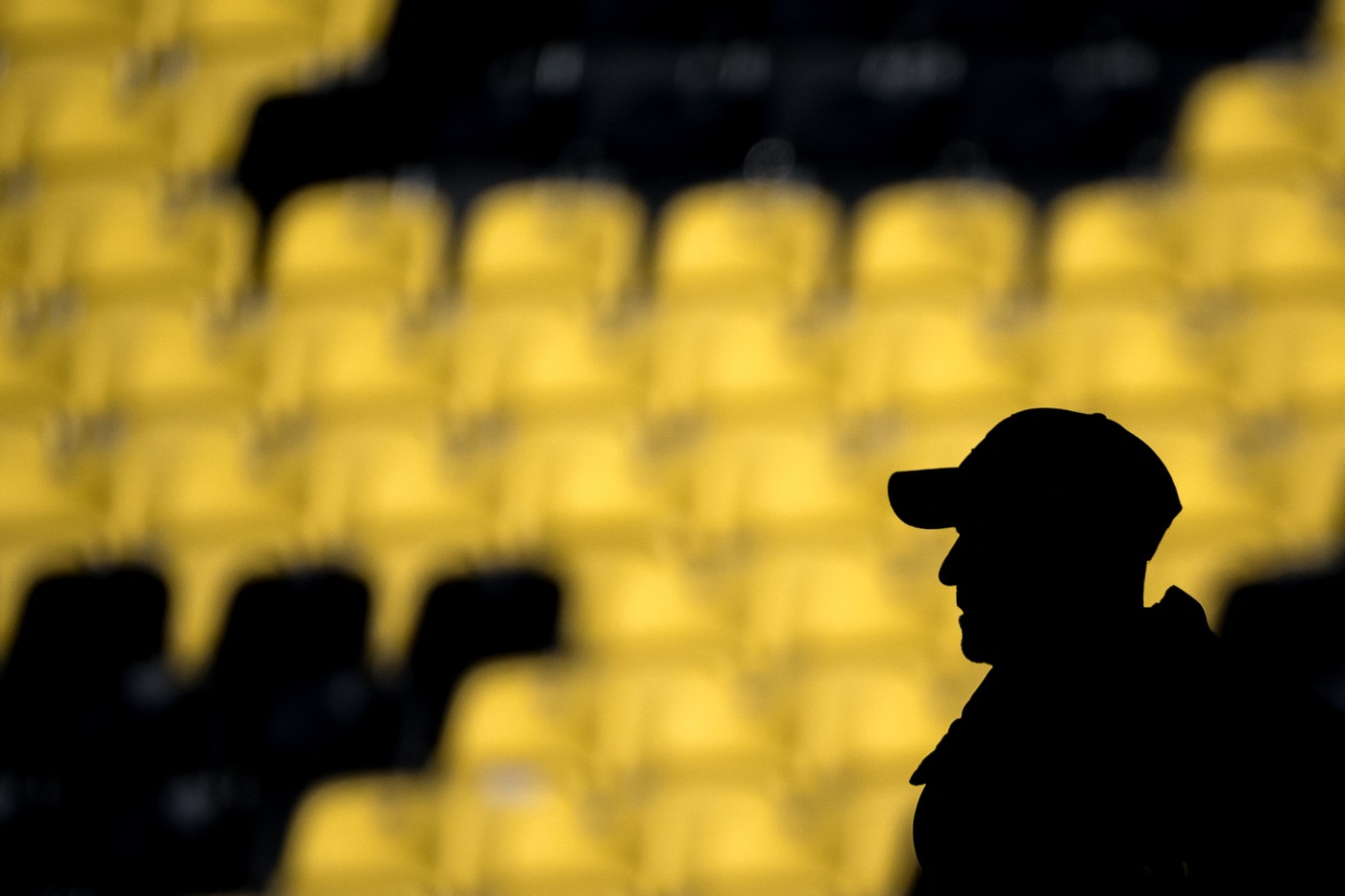 Young Boys' Swiss head coach Joel Magnin is seen silhouetted during a practice session on the eve of the UEFA Champions League football match between Young Boys and Atalanta, at the Wankdorf Stadium in Bern on November 25, 2024.,Image: 938534091, License: Rights-managed, Restrictions: , Model Release: no, Credit line: Fabrice COFFRINI / AFP / Profimedia