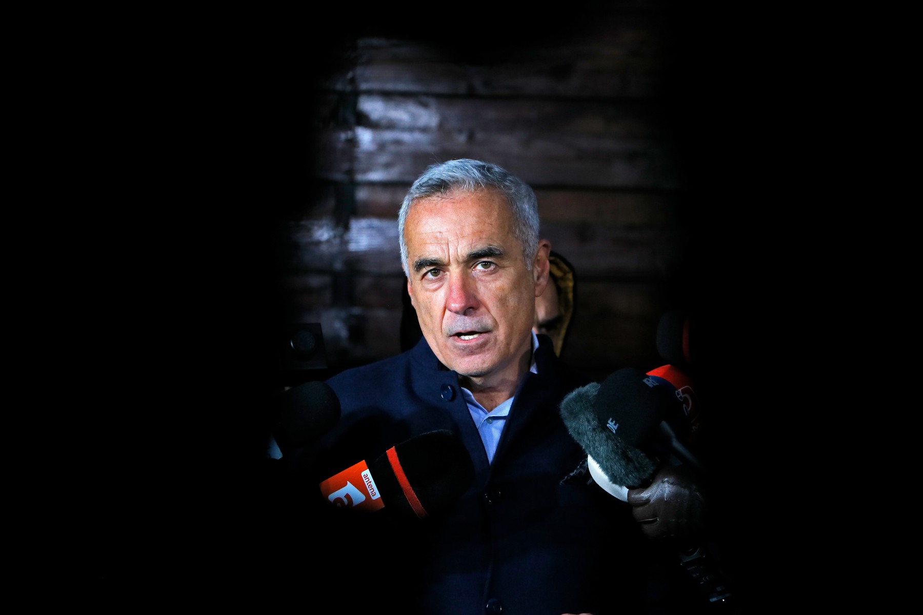 IZVORANI (ROMANIA), Nov. 26, 2024  -- Independent candidate Calin Georgescu speaks to the media in front of his residence in Izvorani village, near Bucharest, Romania, on Nov. 26, 2024. Independent candidate Calin Georgescu and Elena Lasconi, leader of the Save Romania Union, will face off in the second round of Romania's 2024 presidential election on Dec. 8 as no candidate wins more than 50 percent of the ballots, according to complete results from the Permanent Electoral Authority.,Image: 939501832, License: Rights-managed, Restrictions: , Model Release: no, Credit line: Cristian Cristel / Xinhua News / Profimedia