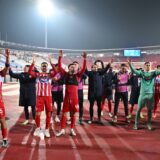 Red Star's players celebrate after the Champions League opening phase soccer match between Red Star and Stuttgart at the Rajko Mitic Stadium in Belgrade, Serbia, Wednesday, Nov. 27, 2024. //BETAAGENCY_Sipa.01.0851/Credit:Marko Metlas/BETAPHOTO/SIPA/2411281030,Image: 940362215, License: Rights-managed, Restrictions: , Model Release: no, Credit line: Marko Metlas/BETAPHOTO / Sipa Press / Profimedia