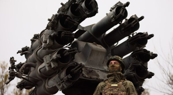 RUSSIA, LUGANSK PEOPLE'S REPUBLIC - NOVEMBER 7, 2024: A Russian serviceman is seen by an RBU-6000 rocket launcher of the Yug [South] Group of the Russian Armed Forces in the zone of Russia's special military operation. Alexander Reka/TASS,Image: 932214329, License: Rights-managed, Restrictions: , Model Release: no, Credit line: Alexander Reka / TASS / Profimedia