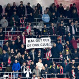 Southampton v Tottenham Hotspur Premier League 15/12/2024. Southampton fans holding up a protest banner against Southampton manager Russell Martin with R.M. Get Out Og Our Club during the Premier League match between Southampton and Tottenham Hotspur at the St Mary s Stadium, Southampton, England on 15 December 2024. Southampton St Mary s Stadium Hampshire England Editorial use only DataCo restrictions apply See www.football-dataco.com , Copyright: xGrahamxHuntx PSI-21074-0185