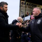 Plymouth Argyle v Middlesbrough, Plymouth, UK - 21 Dec 2024 Michael Carrick, Manager of Middlesbrough and Wayne Rooney, Head Coach of Plymouth Argyle greet during the Championship match between Plymouth Argyle and Middlesbrough on 21st December 2024, Home Park, Plymouth, Devon - Plymouth Home Park Devon England Copyright: xPhilxMingo PPA-155228