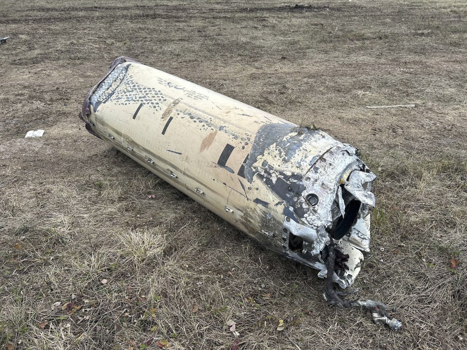 epa11742275 A handout photo released by the Russian Defense Ministry's official Telegram channel on 26 November 2024 shows the debris of the US made long-range ATACMS missile, reportedly used in attacks by Ukrainian forces and shot down in Russia's Kursk region on 23 November 2024. Russian troops entered Ukrainian territory on 24 February 2022, starting a conflict that has provoked destruction and a humanitarian crisis.  EPA/RUSSIAN DEFENSE MINISTRY / HO HANDOUT   HANDOUT EDITORIAL USE ONLY/NO SALES