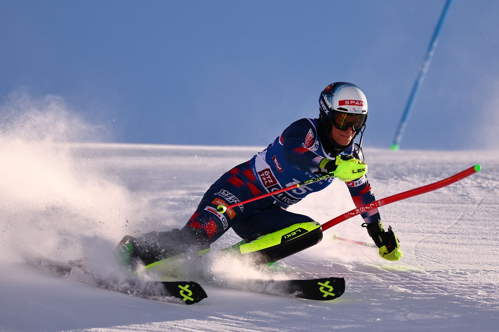 epa11735970 Leona Popovic of Croatia in action during the first run of the Women's Slalom race of the FIS Alpine Skiing World Cup in Gurgl, Austria, 23 November 2024.  EPA/ANNA SZILAGYI