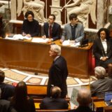 epa11753368 French Prime Minister Michel Barnier (C) attends the French National Assembly debate on parts of France's 2025 budget bill, in Paris, France, 02 December 2024. Prime Minister Barnier activated Article 49.3 of the Constitution to pass his social security budget bill without a vote, as a majority of members of Parliament rejected his project on 02 December 2024.  EPA/MOHAMMED BADRA