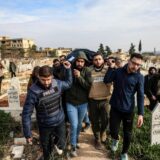 epaselect epa11756388 People carry the body of Syrian photojournalist Anas al-Kharboutli, who was killed in an airstrike, during his funeral procession in Idlib, Syria, 04 December 2024. Al-Kharboutli was killed on 04 December in an airstrike on Murk city, Hama countryside, while covering the ongoing fighting between opposition and government forces, according to the Syrian Observatory for Human Rights (SOHR). The Syrian Journalists Association warned on 01 December that journalists covering the recent military developments in Syria are facing dangers and direct targeting threatening their lives. Syrian opposition forces, led by the Islamist militant group Hayat Tahrir al-Sham (HTS), launched an offensive on 27 November, taking large parts of Aleppo, Syria's second-largest city. The offensive triggered counterattacks by the Syrian regime forces as well as Russian and Syrian airstrikes on opposition-controlled areas. SOHR stated that the fighting left more than 600 people dead as of 03 December.  EPA/MOHAMMED AL RIFAI