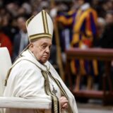 epa11762283 Pope Francis presides over a consistory ceremony in the St. Peter's Basilica at the Vatican, 07 December 2024. The consistory is held for the appointment of 21 new cardinals.  EPA/FABIO FRUSTACI