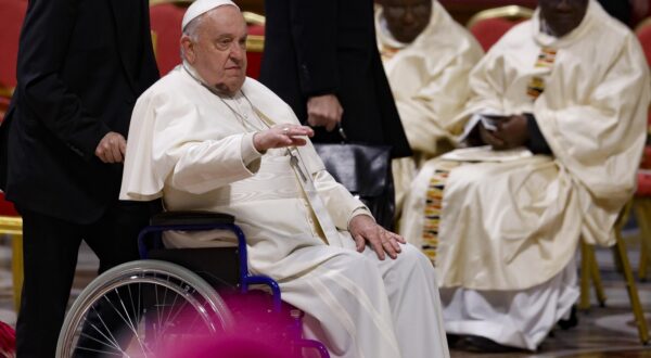 epa11764166 Pope Francis presides over a Holy Mass for the new Cardinals in St. Peter's Basilica, Vatican City, 08 December 2024.  EPA/FABIO FRUSTACI