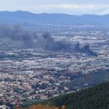 epa11766728 Smoke rises at the 'Eni' fuel depot following an explosion, in Calenzano, Florence, Italy, 09 December 2024. At least two people were killed, while nine others were injured and three were still missing, according to Tuscany's governor. A fire broke out at the fuel storage, affecting just the loading area and not the tanks, according to a statement issued by Eni.  EPA/CLAUDIO GIOVANNINI