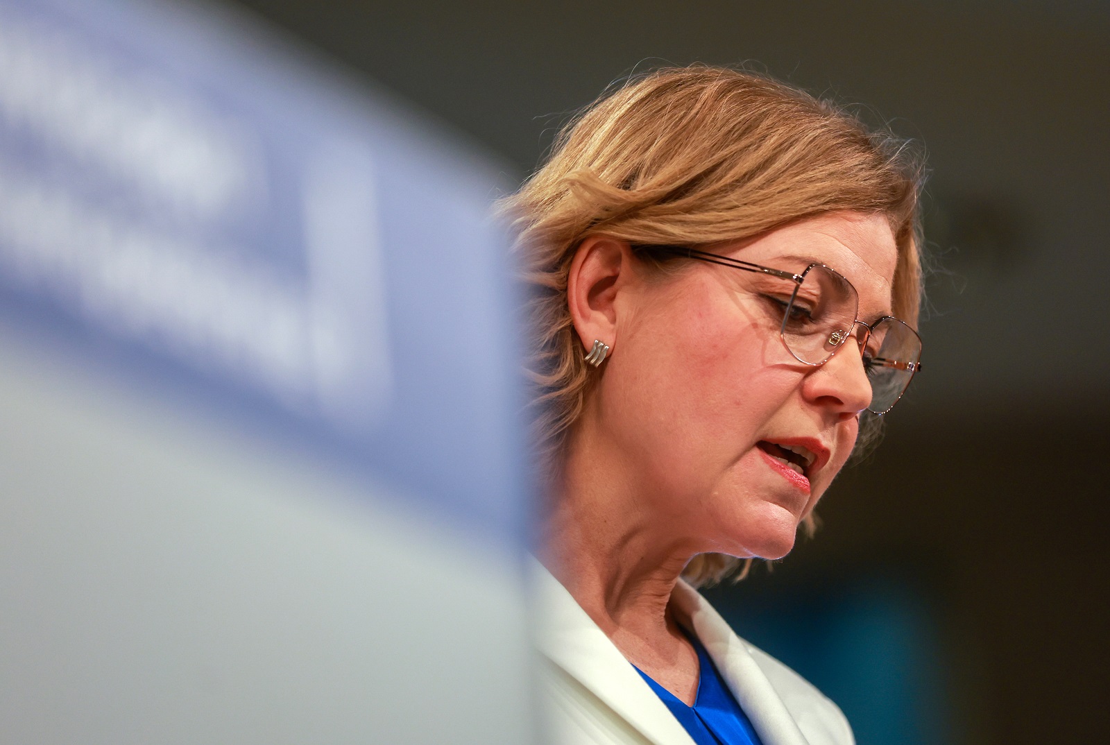 epa11770232 Executive Vice-President of the European Commission for Tech Sovereignty, Security, and Democracy, Henna Virkkunen, gives her first press conference on 'countering hybrid threats from the weaponisation of migration and strengthening security at the EU's external borders,' following the weekly college meeting of the European Commission in Brussels, Belgium, 11 December 2024.  EPA/OLIVIER HOSLET