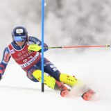 epa11778209 Filip Zubcic of Croatia in action during the first run of the Men's Slalom race of the FIS Alpine Skiing World Cup in Val d'Isere, France, 15 December 2024.  EPA/GUILLAUME HORCAJUELO