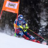 epa11789404 Filip Zubcic of Croatia in action during the first run of the Men's Giant Slalom race at the FIS Alpine Skiing World Cup event in Alta Badia, Italy, 22 December 2024.  EPA/ANDREA SOLERO