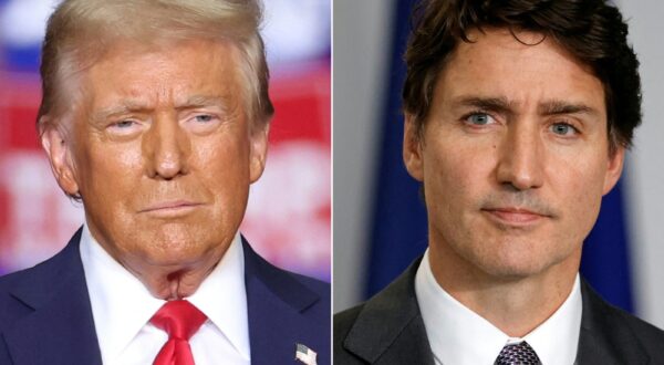 (COMBO) This combination of pictures created on November 29, 2024 shows
former US President and Republican presidential candidate Donald Trump (L) looking on during a campaign rally at PPG Paints Arena in Pittsburgh, Pennsylvania on November 4, 2024 and Canadian Prime Minister Justin Trudeau looking on during a press conference with French President Emmanuel Macron in Montreal, Canada, on September 26, 2024.
 Canadian Prime Minister Justin Trudeau arrived in Palm Beach, Florida, on November 30, 2024 for what Canadian and American media said was a meeting with US President-elect Donald Trump at his Mar-a-Lago luxury estate.,Image: 940999361, License: Rights-managed, Restrictions: , Model Release: no, Credit line: CHARLY TRIBALLEAU / AFP / Profimedia