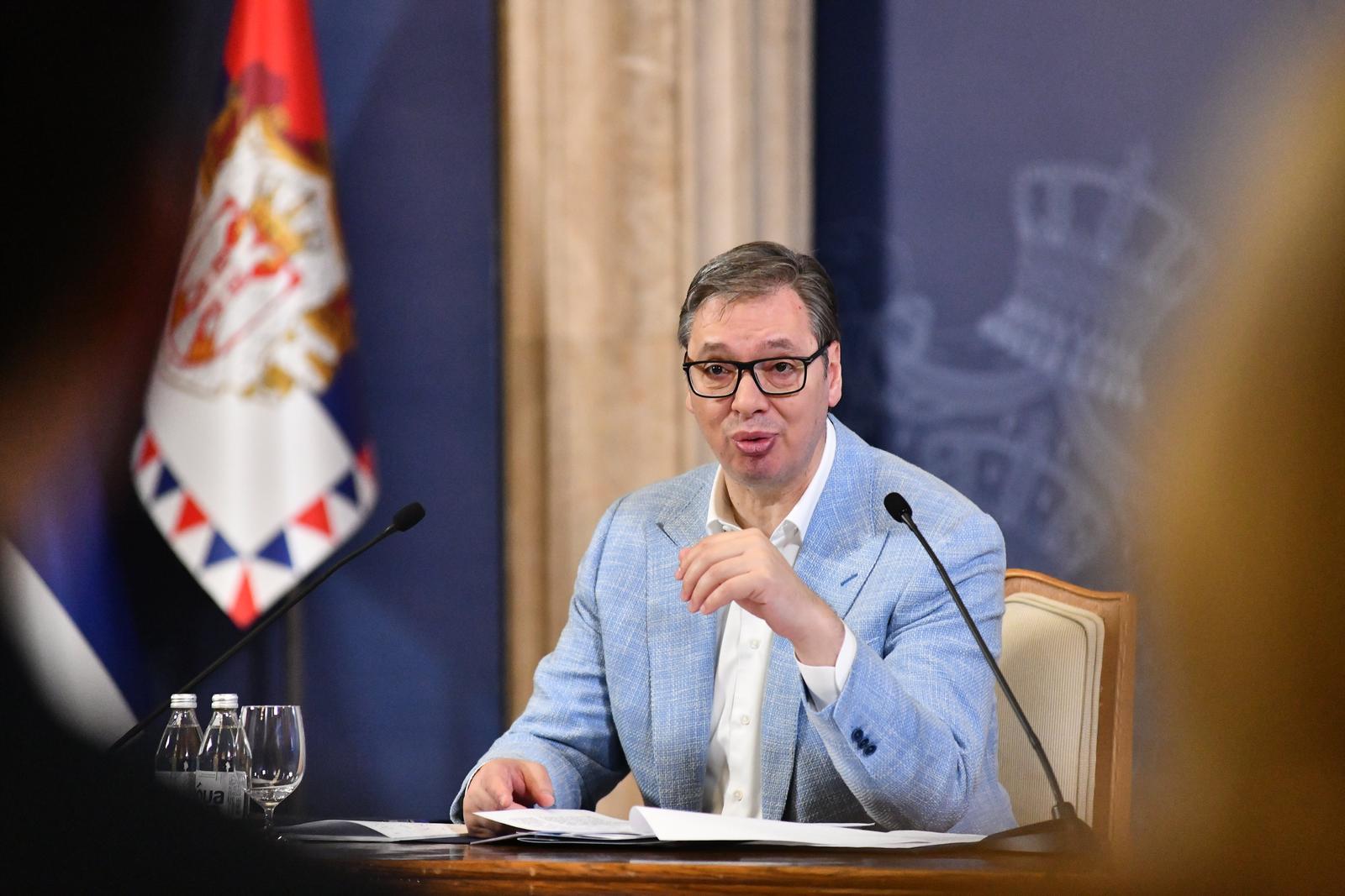 01, December, 2024, Belgrade - The President of the Republic of Serbia, Aleksandar Vucic, addressed the citizens at the Palace of Serbia. Aleksandar Vucic. Photo: L. L./ATAImages

01, decembar, 2024, Beograd - Predsednik Republike Srbije Aleksandar Vucic obratio se gradjanima u Palati Srbija. Photo: L. L./ATAImages Photo: L. L./ATAImages/PIXSELL