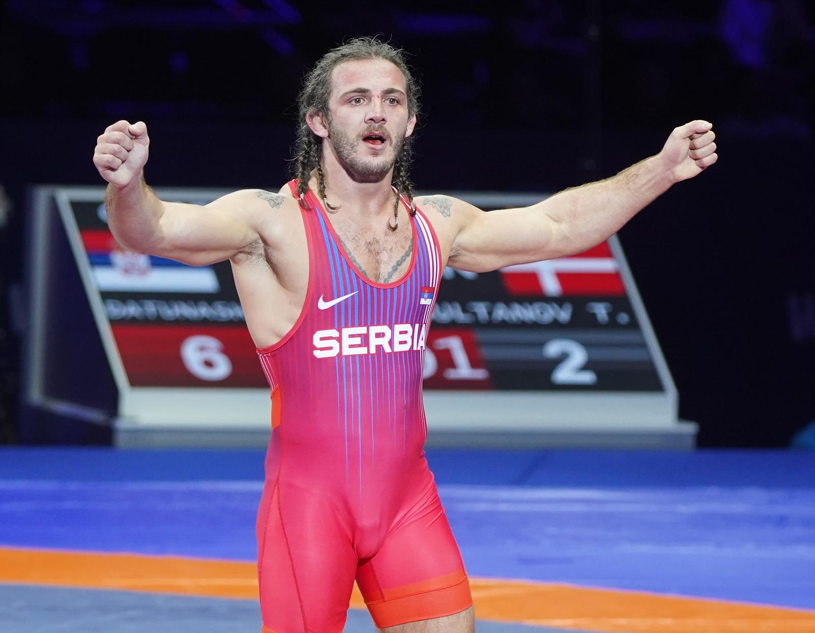 11, September, 2022, Belgrade - Wrestler Zurabi Datunashvili (Serbia) won the gold medal in the 87 kg category, Greco-Roman style, at the World Wrestling Championship held in Belgrade. Zurabi Datunashvili (Serbia). Photo: Antonio Ahel/ATAImages

11, septembar, 2022, Beograd - Rvac Zurabi Datunashvili (Srbija) osvojio je zlatnu medalju u kategoriji 87 kg, grcko-rimski stil, na Svetkom prvenstvu u rvanju koje je odrzava u Beogradu. Photo: Antonio Ahel/ATAImages Photo: Antonio Ahel/ATAImages/PIXSELL