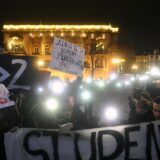 11, December, 2024, Belgrade - Students gathered in front of the Presidency and shouted loudly during the address to the public by Serbian President Aleksandar Vucic. Photo: M.M./ATAImages

11, decembar, 2024, Beograd - Studenti su se okupili ispred Predsednistva i glasno vikali tokom obracanja javnosti predsednika Srbije Aleksandra Vucic. Photo: M.M./ATAImages Photo: M.M./ATA images/PIXSELL