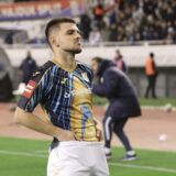 15.12.2024., stadion Poljud, Split - SuperSport HNL, 17. kolo, HNK Hajduk - HNK Rijeka. Slavlje nogometasa Rijeke nakon pogotka Lindona Selahija za izjednacenje 2:2. Lindon Selahi Photo: Ivo Cagalj/PIXSELL