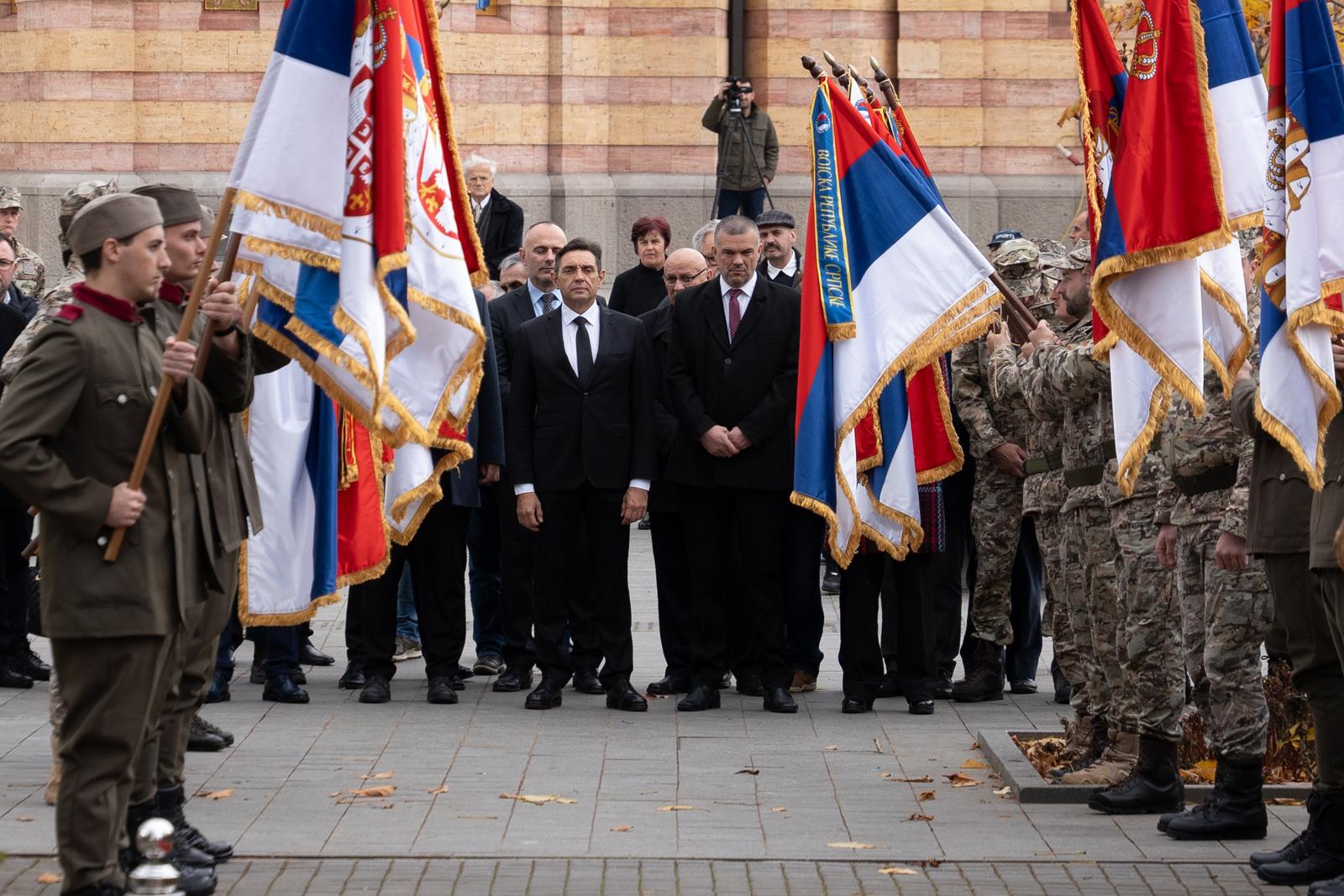 20.11.2024., Banja Luka (BiH) - Potpredsjednik Vlade Srbije Aleksandar Vulin prisustvovao je obiljezavanju Dana pobjede u Prvom svjetskom ratu i ulasku srpske vojske u Banja Luku 1918. godine. Obiljezavanju je prisustvovao i gradonacelnik Banja Luke Drasko Stanivukovic, pomocnik ministra rada i boracko-invalidske zastite RS Nebojsa Vidakovic, izaslanik predsjednika RS Sinisa Mihailovic i pripadnici Treceg pjesadijskog /Republika Srpska/ puka Oruzanih snaga BiH. Photo: Dejan Rakita/PIXSELL