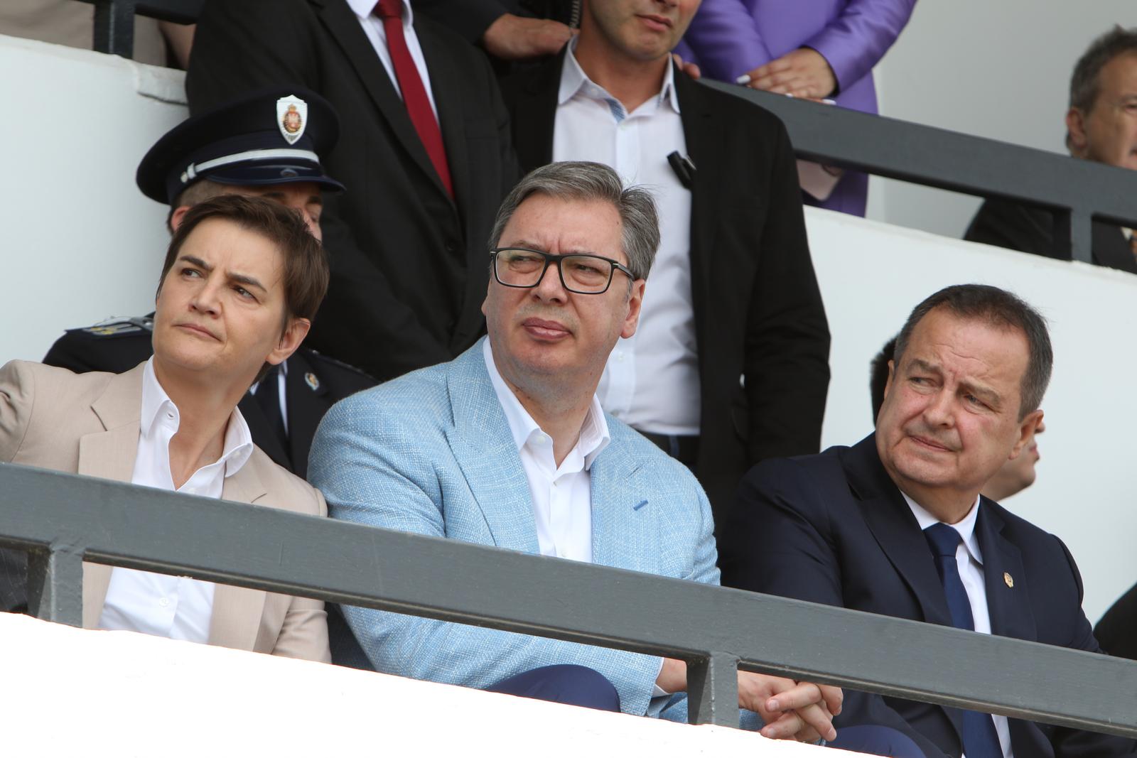 23, June, 2024, Belgrade - The central ceremony marking the Day of the Ministry of Internal Affairs and the Day of the Police was held in the Makis Education Center. Ana Brnabic, Aleksandar Vucic, Ivica Dacic. Photo: M.K./ATAImages

23, jun, 2024, Beograd - Centralna svecanost povodom  obelezavanja Dana Ministarstva unutrasnjih poslova i Dana policije odrzana je u Nastavnom centru Makis. Photo: M.K./ATAImages Photo: M.K./ATAImages/PIXSELL