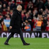 Soccer Football - Premier League - Liverpool v Manchester City - Anfield, Liverpool, Britain - December 1, 2024  Manchester City manager Pep Guardiola looks dejected after the match REUTERS/Phil Noble EDITORIAL USE ONLY. NO USE WITH UNAUTHORIZED AUDIO, VIDEO, DATA, FIXTURE LISTS, CLUB/LEAGUE LOGOS OR 'LIVE' SERVICES. ONLINE IN-MATCH USE LIMITED TO 120 IMAGES, NO VIDEO EMULATION. NO USE IN BETTING, GAMES OR SINGLE CLUB/LEAGUE/PLAYER PUBLICATIONS. PLEASE CONTACT YOUR ACCOUNT REPRESENTATIVE FOR FURTHER DETAILS.. Photo: Phil Noble/REUTERS