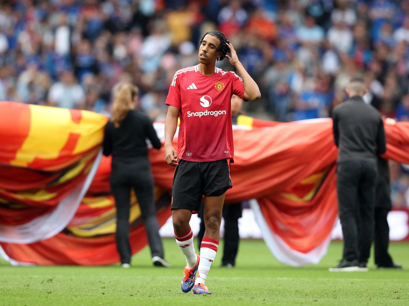 Soccer Football - Pre Season Friendly - Rangers v Manchester United - Murrayfield Stadium, Edinburgh, Scotland, Britain - July 20, 2024 Manchester United's Leny Yoro before the match Action Images via Reuters/Ed Sykes Photo: Ed Sykes/REUTERS