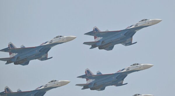 The Russian Warriors aerobatic team performs during the 15th China International Aviation and Aerospace Exhibition in Zhuhai, in south China's Guangdong province on November 12, 2024. The 15th China International Aviation and Aerospace Exhibition, held in the southern city of Zhuhai, will showcase military fighters, passenger jets, drones and weapons systems, some for the first time in public.,Image: 933336390, License: Rights-managed, Restrictions: , Model Release: no, Credit line: HECTOR RETAMAL / AFP / Profimedia