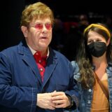 CHICAGO, ILLINOIS - AUGUST 03: Elton John, with lyricist Shaina Taub, after the evening performance of 