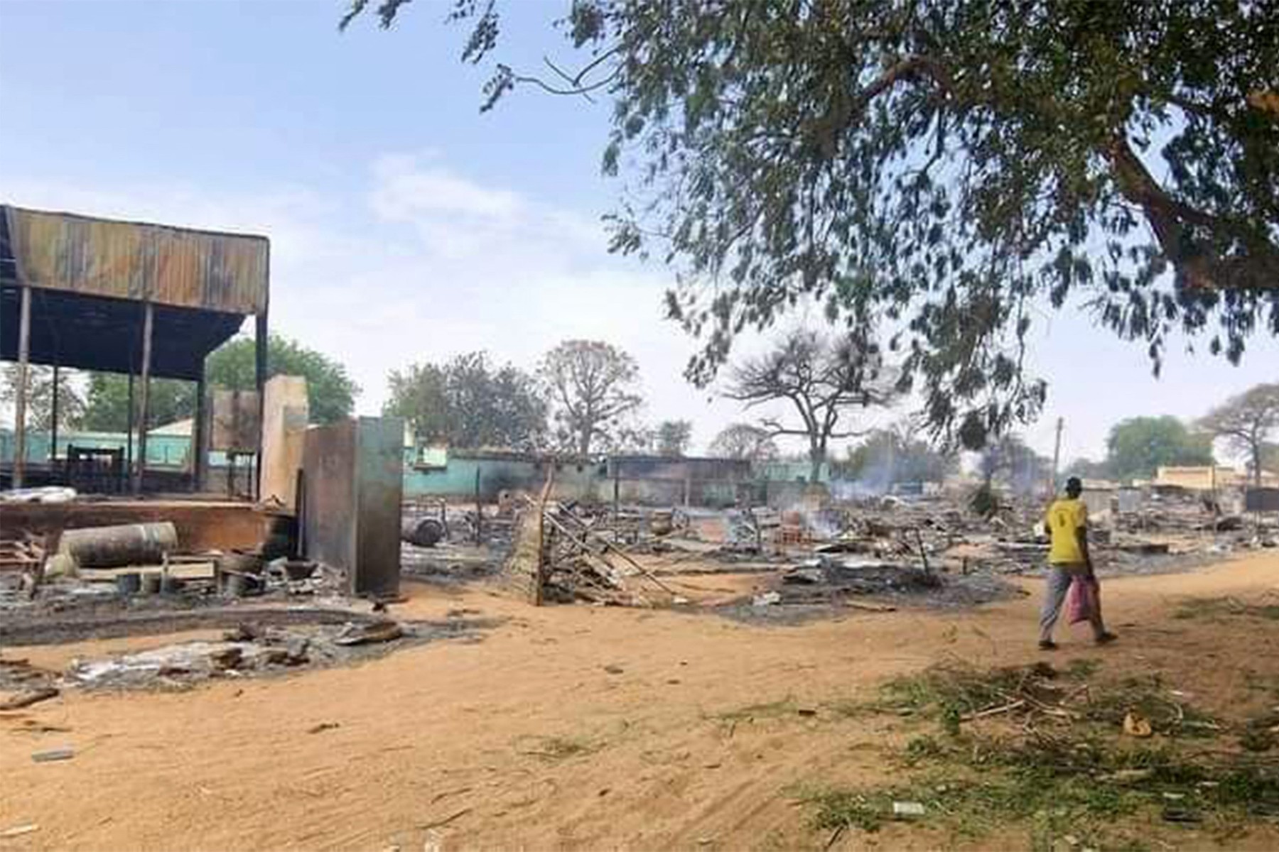 A walks past a devastated market area in al-Fasher, the capital of Sudan's North Darfur state, on September 1, 2023. The conflict between Sudan's army under General Abdel Fattah al-Burhan and the paramilitary Rapid Support Forces (RSF) commanded by Mohamed Hamdan Daglo spread in late August 2023 to North Darfur state, with at least 27 localities burned down by the RSF and allied Arab militias, according to the Humanitarian Research Lab at the Yale School of Public Health.,Image: 802257855, License: Rights-managed, Restrictions: , Model Release: no, Credit line: AFP / AFP / Profimedia