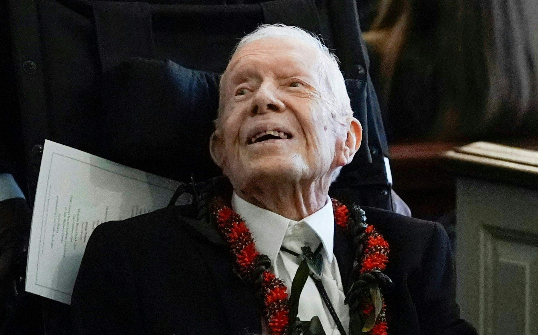 Former President Jimmy Carter departs after the funeral service for former first lady Rosalynn Carter at Maranatha Baptist Church, in Plains, Georgia, on November 29, 2023. Carter died on November 19, 2023, at the age of 96, just two days after joining her husband in hospice care at their house in Plains.,Image: 825326910, License: Rights-managed, Restrictions: , Model Release: no, Credit line: Alex Brandon / AFP / Profimedia