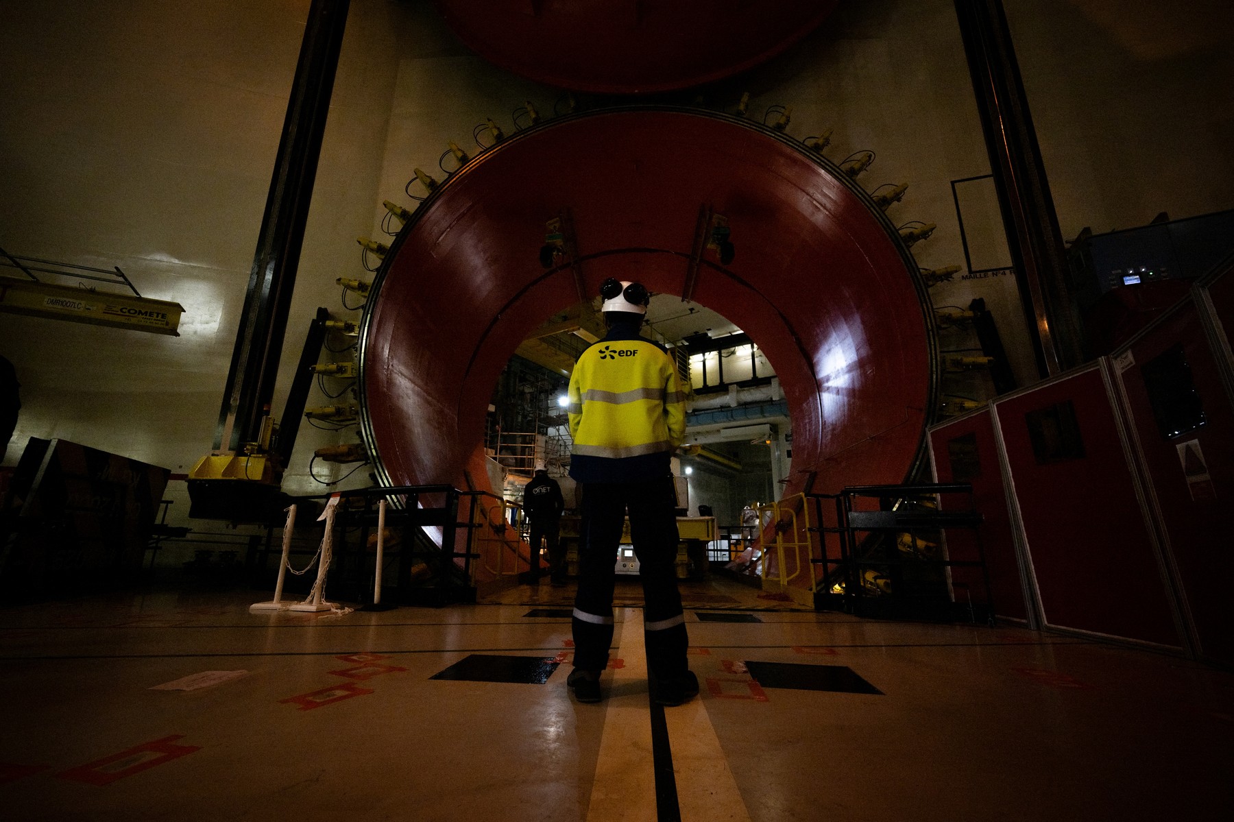 This photograph taken on April 25, 2024 shows the entrance of the Flamanville 3 nuclear reactor building at the reprocessing plant of Flamanville, north-western France, as the Flamanville 3 nuclear power plant is ready to start.,Image: 867943219, License: Rights-managed, Restrictions: , Model Release: no, Credit line: Lou BENOIST / AFP / Profimedia