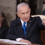 Israeli Prime Minister Benjamin Netanyahu acknowledges Israeli soldiers while addressing a joint meeting of Congress at the US Capitol on July 24, 2024 in Washington, DC.,Image: 892062341, License: Rights-managed, Restrictions: , Model Release: no, Credit line: ROBERTO SCHMIDT / AFP / Profimedia