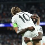 Real Madrid's German defender #22 Antonio Ruediger celebrates with Real Madrid's Croatian midfielder #10 Luka Modric after scoring his team's second goal during the UEFA Champions League 1st round day 1 football match between Real Madrid CF and Stuttgart VFB at the Santiago Bernabeu stadium in Madrid on September 17, 2024.,Image: 909207894, License: Rights-managed, Restrictions: , Model Release: no, Credit line: Thomas COEX / AFP / Profimedia