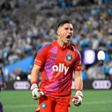 Nov 1, 2024; Charlotte, North Carolina, USA;  Charlotte FC goalkeeper Kristijan Kahlina (1) reacts to the win against Orlando City at Bank of America Stadium.,Image: 929271193, License: Rights-managed, Restrictions: *** Worldwide Rights Except Baltics, China, Denmark, Finland, Germany, Hong Kong, Japan, Macau, Norway, Poland, South Korea, Sweden, and Taiwan *** No sales outside your territory. No 3rd parties. No redistribution ***, Model Release: no, Credit line: Imagn Images / ddp USA / Profimedia