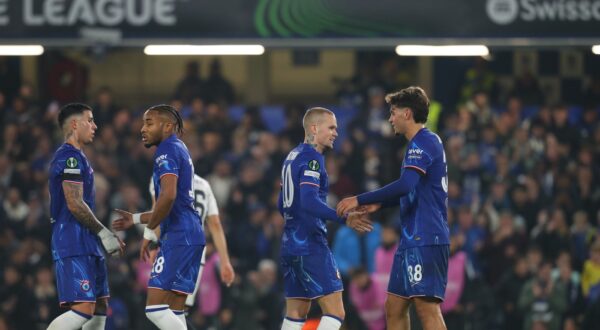 7th November 2024; Stamford Bridge, Chelsea, London, England: UEFA Europa Conference League Football, Chelsea versus Noah; Mykhaylo Mudryk of Chelsea celebrates his goal in the 39th minute for 5-0.,Image: 931656210, License: Rights-managed, Restrictions: , Model Release: no, Credit line: Katie Chan / Actionplus / Profimedia