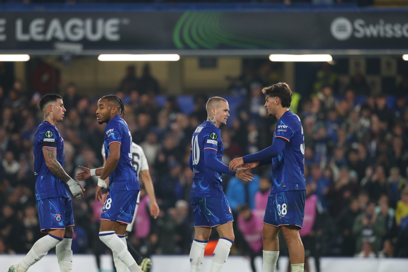 7th November 2024; Stamford Bridge, Chelsea, London, England: UEFA Europa Conference League Football, Chelsea versus Noah; Mykhaylo Mudryk of Chelsea celebrates his goal in the 39th minute for 5-0.,Image: 931656210, License: Rights-managed, Restrictions: , Model Release: no, Credit line: Katie Chan / Actionplus / Profimedia