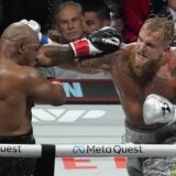 US retired pro-boxer Mike Tyson (L) and US YouTuber/boxer Jake Paul (R) fight during the heavyweight boxing bout at The Pavilion at AT&T Stadium in Arlington, Texas, November 15, 2024.,Image: 935050731, License: Rights-managed, Restrictions: , Model Release: no, Credit line: TIMOTHY A. CLARY / AFP / Profimedia