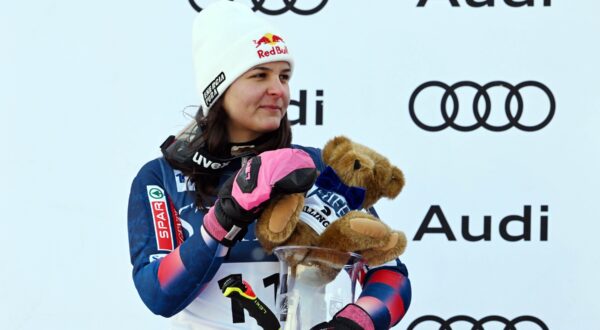 Nov 30, 2024; Killington, Vermont, USA; Zrinka Ljutic of Croatia on the podium after placing second in the women's giant slalom at the Stifel Killington Cup alpine skiing race at Killington Resort.,Image: 941306666, License: Rights-managed, Restrictions: *** Worldwide Rights Except Baltics, China, Denmark, Finland, Germany, Hong Kong, Japan, Macau, Norway, Poland, South Korea, Sweden, and Taiwan *** No sales outside your territory. No 3rd parties. No redistribution ***, Model Release: no, Credit line: Imagn Images / ddp USA / Profimedia