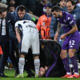 Fiorentina's Italian midfielder #04 Edoardo Bove (bottom, C) is treated after suddenly collapsing to the ground during the Serie A football match between Fiorentina and Inter Milan at the Artemio Franchi stadium in Florence on December 1, 2024.,Image: 941638336, License: Rights-managed, Restrictions: , Model Release: no, Credit line: TIZIANA FABI / AFP / Profimedia