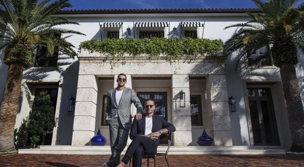 December 11, 2024: Three brothers from Miami Beach who rocketed to fame through the sale of luxury real estate from Miami to Manhattan were taken into custody by Miami FBI agents and local police Wednesday morning and charged with a slew of state and federal sex trafficking and rape crimes. The charges against twins Oren and Alon Alexander, 37, and their older brother Tal, 38, follow at least four civil lawsuits filed in New York State court that are filled with disturbing allegations of drugging and raping women. FILE IMAGES SHOT ON: February 1, 2019, Miami, Florida, USA: Real Estate Brokers TAL ALEXANDER (R) and brother OREN ALEXANDER outside their home on Miami Beach in 2019.,Image: 945694219, License: Rights-managed, Restrictions: , Model Release: no, Pictured: Alexander Tal,Alexander Oren, Credit line: Patrick Farrell/Miami Herald / Zuma Press / Profimedia