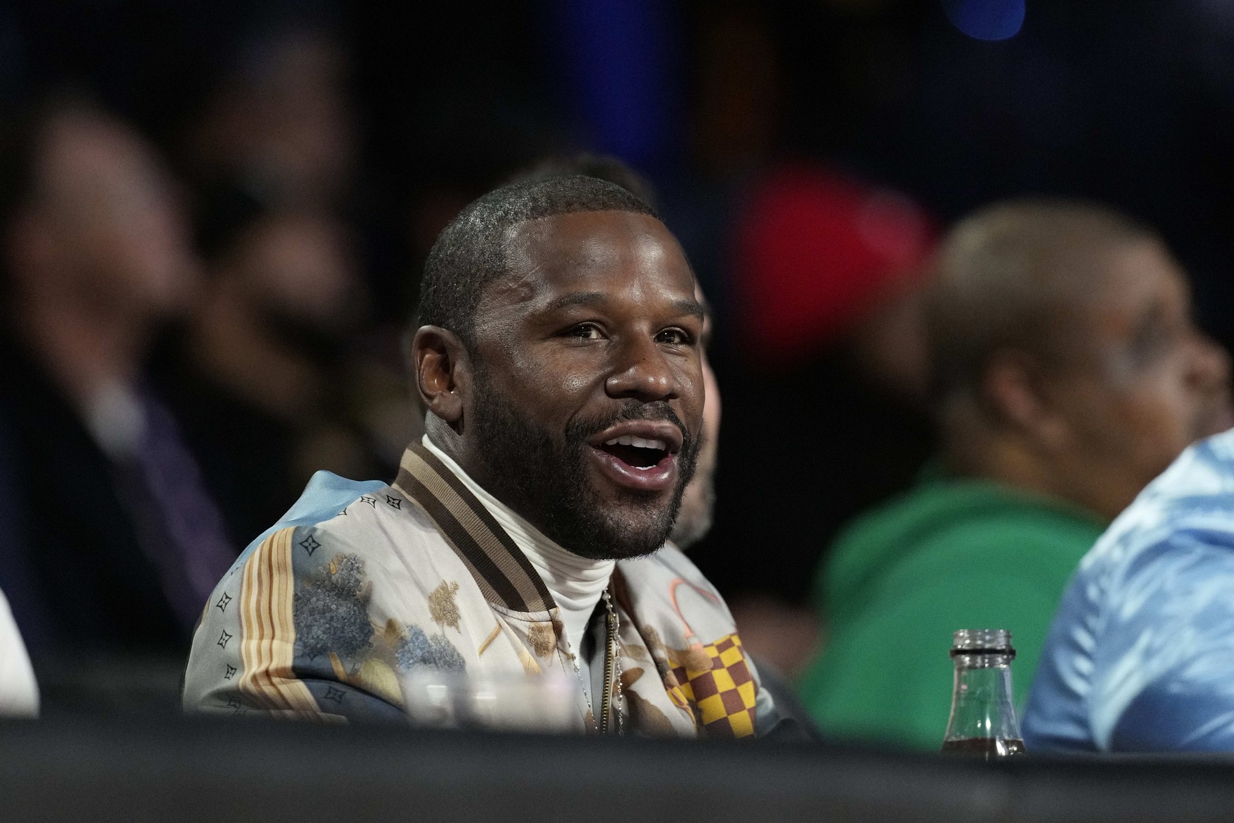 Dec 14, 2024; Las Vegas, Nevada, USA; Floyd Mayweather looks on during the first half between the Milwaukee Bucks and the Atlanta Hawks in a semifinal of the 2024 Emirates NBA Cup at T-Mobile Arena.,Image: 946763759, License: Rights-managed, Restrictions: *** Worldwide Rights Except Baltics, China, Denmark, Finland, Germany, Hong Kong, Japan, Macau, Norway, Poland, South Korea, Sweden, and Taiwan *** No sales outside your territory. No 3rd parties. No redistribution ***, Model Release: no, Credit line: Imagn Images / ddp USA / Profimedia