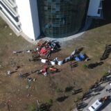 MUGLA, TURKIYE - DECEMBER 22: An aerial view of the scene and the hospital building after a helicopter crashed into Mugla Training and Research Hospital on December 22, 2024 in Mugla, Turkiye. Two pilots, one doctor, and one health care worker lost their lives as the helicopter crashed into the Training and Research Hospital building in Mugla's Mentese district. Fire, health and police teams as well as personnel from Turkiye's Disaster and Emergency Management Authority (AFAD) were dispatched to the scene. Ali Balli / Anadolu/ABACAPRESS.COM,Image: 949238333, License: Rights-managed, Restrictions: , Model Release: no, Credit line: AA/ABACA / Abaca Press / Profimedia