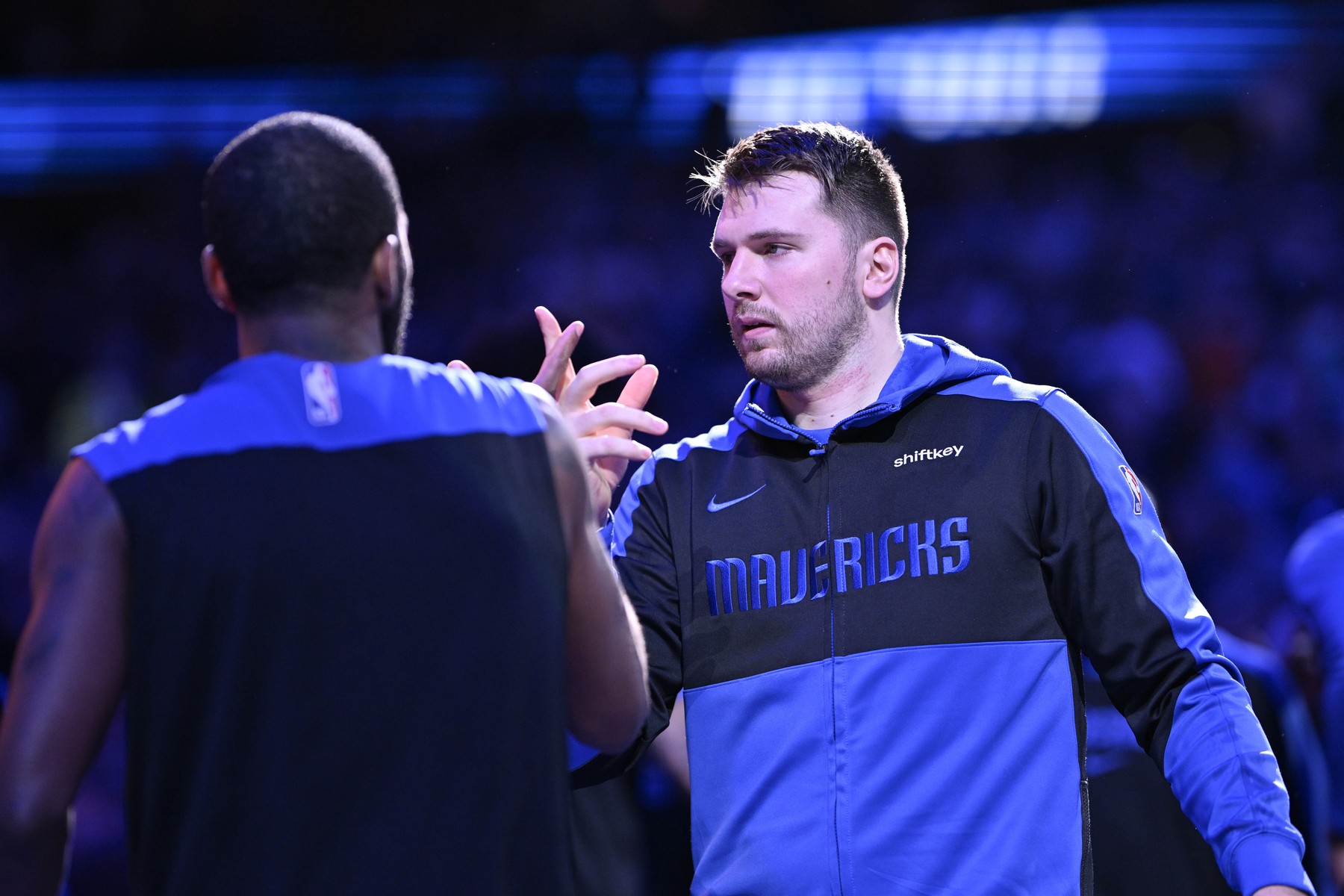 Dec 25, 2024; Dallas, Texas, USA; Dallas Mavericks guard Kyrie Irving (11) greets guard Luka Doncic (77) before the game against the Minnesota Timberwolves at the American Airlines Center.,Image: 950112988, License: Rights-managed, Restrictions: *** Worldwide Rights Except Baltics, China, Denmark, Finland, Germany, Hong Kong, Japan, Macau, Norway, Poland, South Korea, Sweden, and Taiwan *** No sales outside your territory. No 3rd parties. No redistribution ***, Model Release: no, Credit line: Imagn Images / ddp USA / Profimedia