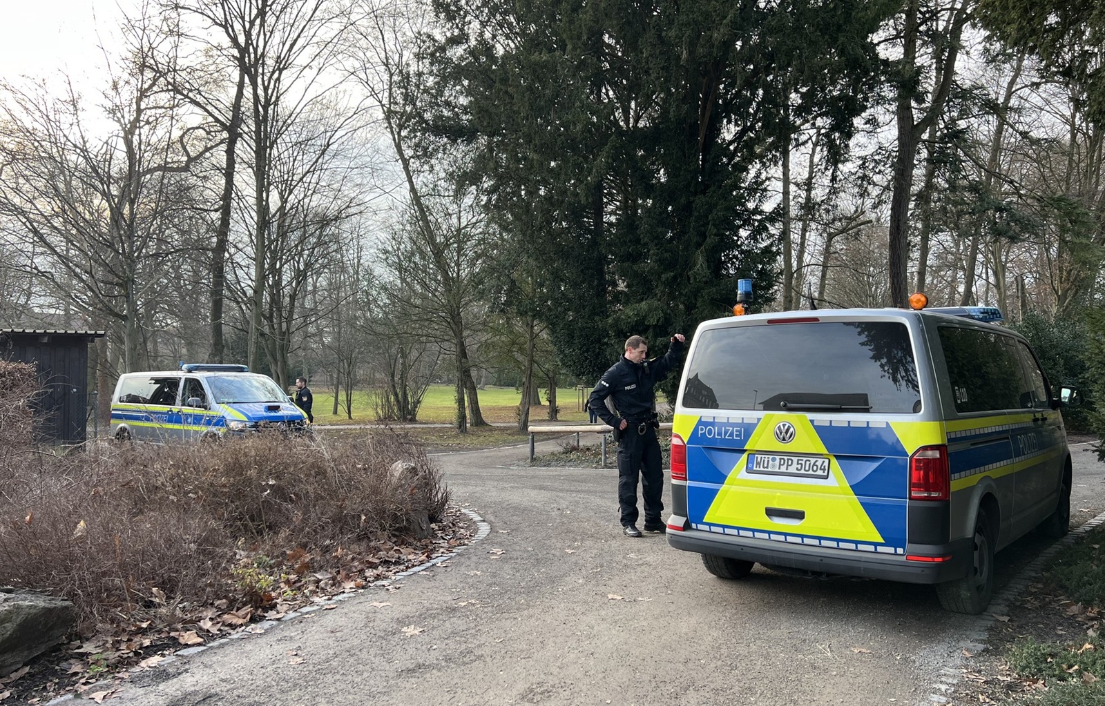 Police cars stand near the site of a stabbing in Aschaffenburg on January 22, 2025.  A 41-year-old man and a two-year-old boy were killed and two other people severely injured in a knife attack in the German city of Aschaffenburg on Wednesday, police said.,Image: 956433552, License: Rights-managed, Restrictions: , Model Release: no, Credit line: Pascal HOEFIG / AFP / Profimedia