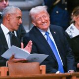 WASHINGTON, DC - JANUARY 9: Former President Barack Obama and President-elect Donald Trump speak ahead of the state funeral services for former President Jimmy Carter at the National Cathedral on January 9, 2025 in Washington, D.C. 
Credit: Ricky Carioti / Pool via CNP/AdMedia//Z-ADMEDIA_adm_010725_JimmyCarterFuneral_CNP_202/Credit:CNP/AdMedia/SIPA/2501092233,Image: 952639956, License: Rights-managed, Restrictions: , Model Release: no, Credit line: CNP/AdMedia / Sipa Press / Profimedia