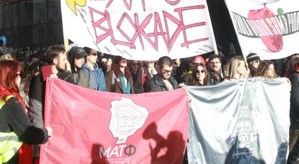 27, January, 2025, Belgrade - The beginning of the gathering of students of the University of Belgrade at Autokomanda, where the student traffic blockade 