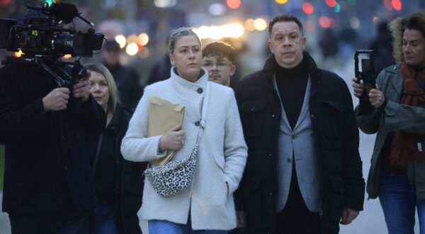 epa11784820 Caroline Darian (L), daughter of Gisele Pelicot, and her brother David (R) arrive at the criminal court where her father Dominique Pelicot is on trial in Avignon, South of France, 19 December 2024. Judges will hand down verdicts on 51 men in the mass rape trial in which Dominique Pelicot is accused of drugging and raping his then-wife, Gisele Pelicot, as well as inviting dozens of men to rape her while she was unconscious at their home in Mazan, France, between 2011 and 2020.  EPA/GUILLAUME HORCAJUELO