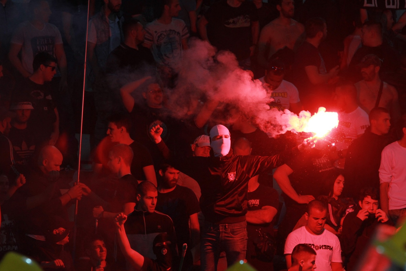 BELGRADE, SERBIA - APRIL 14: Police officers intervene in fans during the Serbian Super League Play Off match between FK Crvena Zvezda and FK Partizan at Rajko Mitic stadium on April 14, 2018 in Belgrade, Serbia.
 Milos Miskov / Anadolu Agency,Image: 368540265, License: Rights-managed, Restrictions: , Model Release: no, Credit line: Milos Miskov / AFP / Profimedia