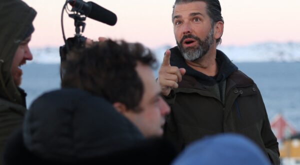 US businessman Donald Trump Jr. looks on after arriving in Nuuk, Greenland on January 7, 2025. Donald Trump Jr made a private visit to Greenland, a Danish autonomous territory coveted by Trump Sr and which hopes to one day be independent but remains dependent on Copenhagen for now.,Image: 952238328, License: Rights-managed, Restrictions: Denmark OUT, Model Release: no, Credit line: Emil Stach / AFP / Profimedia