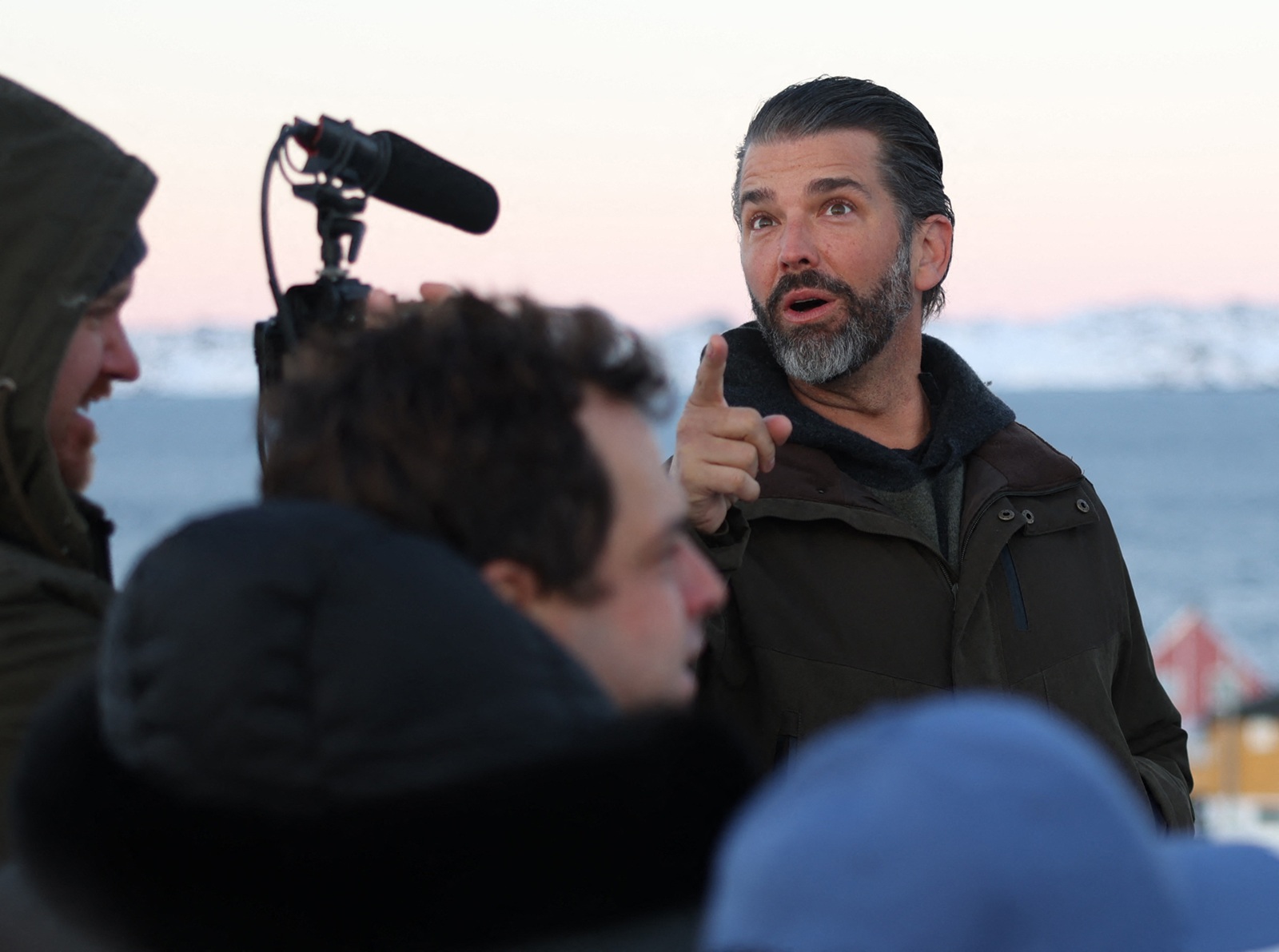 US businessman Donald Trump Jr. looks on after arriving in Nuuk, Greenland on January 7, 2025. Donald Trump Jr made a private visit to Greenland, a Danish autonomous territory coveted by Trump Sr and which hopes to one day be independent but remains dependent on Copenhagen for now.,Image: 952238328, License: Rights-managed, Restrictions: Denmark OUT, Model Release: no, Credit line: Emil Stach / AFP / Profimedia