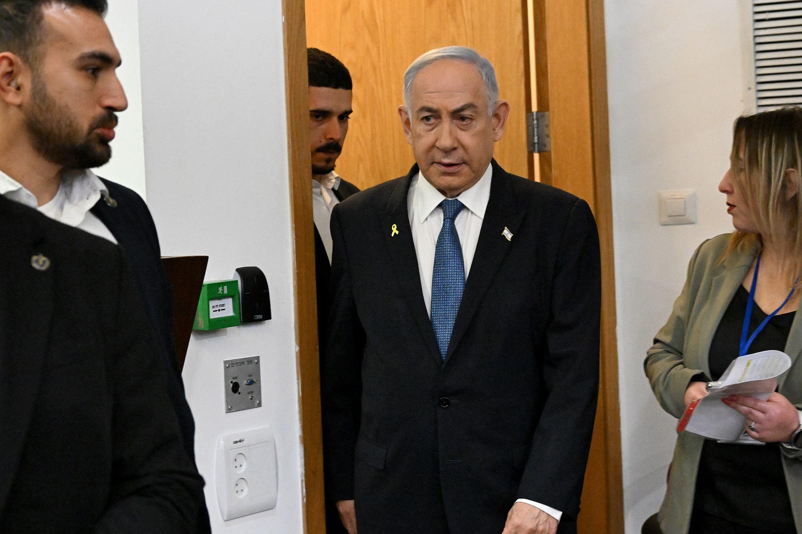 epa11790634 Israeli Prime Minister Benjamin Netanyahu attends the fifth day of testimony in his trial on corruption charges at the district court in Tel Aviv, Israel, 23 December 2024.   EPA/DEBBIE HILL / POOL